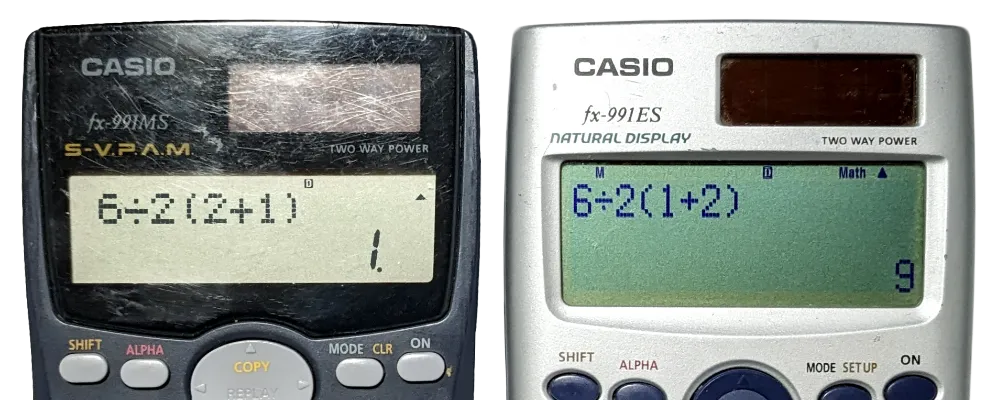 Comparison between calculators