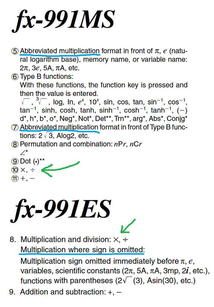 Annotated screenshot of manuals in side-by-side comparison.